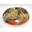 H.C.198-7028 Üveg süteményeskínáló 4-es osztású Klimt képekkel, 19x34,5 cm 