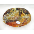 H.C.198-7028 Üveg süteményeskínáló 4-es osztású Klimt képekkel, 19x34,5 cm 