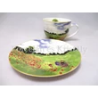 D.G.23336 Porcelán mini-tea szett 2 személyes, 4 részes, Monet: Pipacsmező