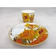 H.C.830-0706 Porcelán mini-mokka szett 2 részes, 4 darabos, Van Gogh: Napraforgók