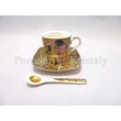 P.P.W3A06-24573 Porcelán mini-mokka szett 2 személyes, 6 részes, Klimt: Csók