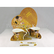 P.P.W3A34-15727 Porcelán Nonfiguratív mini-tea szett 2 személyes, 6 részes, Klimt: Csók 