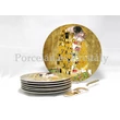 P.P.W4A27-16601 Porcelán süteményeskészlet lapáttal 6 személyes, 8 részes, Klimt: Csók 