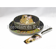 P.P.W4B27-16513 Porcelán süteményeskészlet lapáttal 6 személyes, 8 részes, Klimt: Csók 