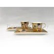 P.P.W6A63-11529 Porcelán oldaltálcás mini-mokka szett 2 személyes, 4 részes, Klimt: Csók 