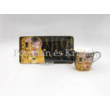 P.P.W6B63-11628 Porcelán oldaltálcás mini-mokka szett 2 személyes, 4 részes, Klimt: Csók 