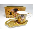 P.P.W7A75-00186 Porcelánbögre oldaltálcával 400 ml, Klimt: Csók 