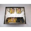 P.P.W8KL363-22413 Porcelán oldaltálcás mini-mokka szett 2 személyes, 4 részes, Klimt: Csók 