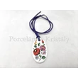 Kalocsai ovál medál, 1 Minta, Fehér-színes 6x3 cm