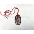 Kalocsai ovál medál, 1 Minta, Fekete-színes 6x3 cm