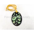 Kalocsai ovál medál, Fekete-zöld 6x3 cm