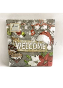AMB.33310586 Welcome Santa Grey karácsonyi papírszalvéta 33x33cm, 20db-os