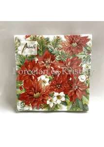 AMB.33313570 Poinsettia All Over karácsonyi papírszalvéta 33x33cm, 20db-os