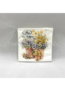 P.W.SDL076600 Pansies in a Pot papírszalvéta 33x33cm, 20db-os