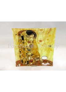 H.C.198-1151 Üvegtál Klimt: Csók, 7,5x30x30cm