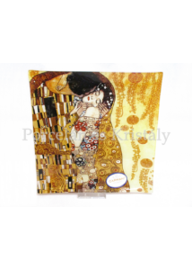 H.C.198-1231 Üvegtál Klimt: Csók, 2x25x25 cm