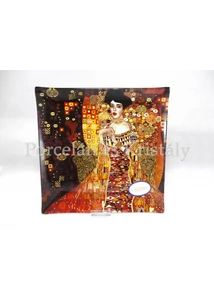 H.C.198-1502 Üvegtál Klimt: Adél, 2x25x25cm  