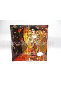 H.C.198-1502 Üvegtál Klimt: Adél, 2x25x25cm  