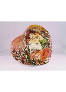 H.C.198-2702 Szív üvegtál Mucha: Topáz, 2x23x25 cm
