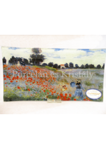 H.C.198-4002 Üvegtál Monet: Pipacsmező, 2x15x30cm