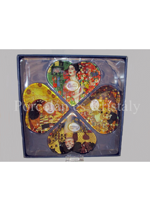 H.C.198-7005 Üveg tál szett 4 részes Klimt képek, 3x28x28 cm