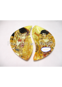 H.C.198-7022 Üvegtányér szett 2 részes Klimt: Adél-Csók, 3x21x24 cm