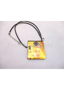Nagy medál, álló téglalap, Klimt: Csók, 4x3,5 cm