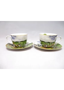 D.G.23336 Porcelán mini-tea szett 2 személyes, 4 részes, Monet: Pipacsmező