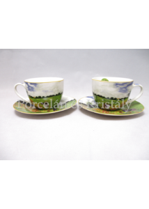 D.G.23336 Porcelán mini-tea szett 2 személyes, 4 részes, Monet: Pipacsmező