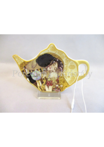 H.C.532-1501 Porcelán teafiltertartó Klimt: Csók, 1,5x8,7x13,3 cm
