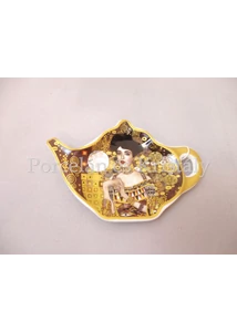 H.C.532-1505 Porcelán teafiltertartó Klimt: Adél, 1,5x8,7x13,3 cm