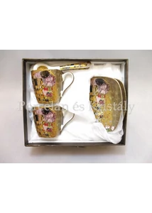 P.P.W3A06-24573 Porcelán mini-mokka szett 2 személyes, 6 részes, Klimt: Csók