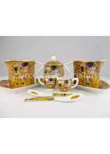 P.P.W6A67-14285 Porcelán Nonfiguratív mini-tea szett 2 személyes, 9 részes, Klimt: Csók