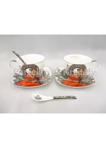 P.P.W6S60-17071 Porcelán mini-tea szett 2 személyes, 6 részes, Mucha: Topáz