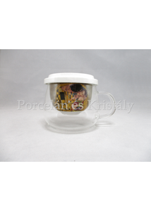 P.P.W7A73-00162 Üvegpohár porcelánszűrővel és tetővel 350ml, Klimt: Csók