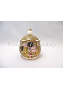 P.P.W8A87-19093 Porcelán cukortartó fedővel Klimt: Csók, 11,5x9 cm