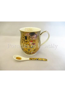 P.P.W8A93-21041 Porcelánbögre kanállal 350ml, Klimt: Csók