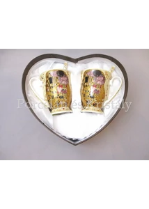 P.P.W9KL410-09176 Porcelán talpas bögre szett 2 személyes, 4 részes, Klimt: Csók