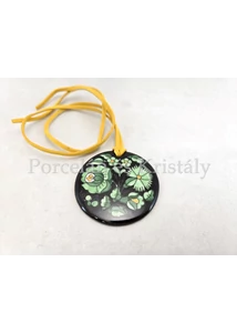 Kalocsai kerek medál, Fekete-zöld 5,5 cm