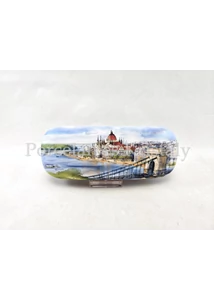 CZW.SZTOKKE-BU01 Szemüvegtok törlőkendővel Budapest Parlament-Lánchíd, 4x16x6 cm   