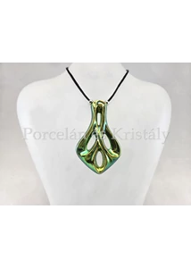 10731 Fonott medál zöld eosin, 7,5x4 cm 10731 Fonott medál zöld eosin, 7,5x4 cm