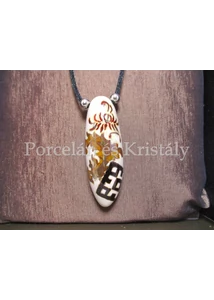 Fanani (Szent) fehér krizantém medál, többtűzű eosin, Zoób ékszer, 6x2 cm