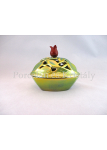 10600 Tulipános bonbonier zöld-piros eosin, 10x12,5x12,5 cm