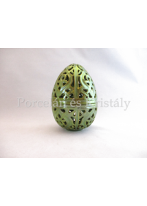 10700 Áttört tojás bonbonier zöld eosin, 13x9 cm
