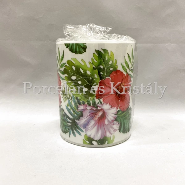 AMB.19113145 Hibiscus Floral Withe átvilágítós gyertya 12x10cm