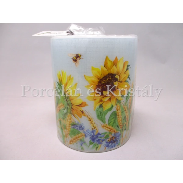 AMB.19113276 Napraforgó búzavirággal átvilágítós gyertya 12x10 cm