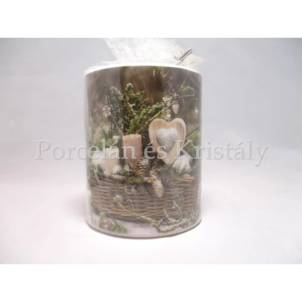 AMB.39113460 Téli díszkosár karácsonyi átvilágítós gyertya 12x10cm AMB.39113460 Téli díszkosár karácsonyi átvilágítós gyertya 12x10cm
