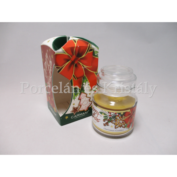 H.C.457-9902 Süti illatgyertya üvegben, karácsonyi, 10x6,5 cm