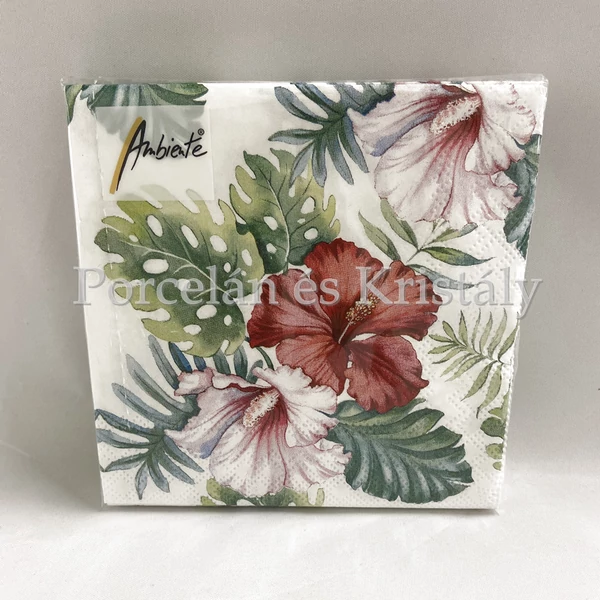 AMB.12513145 Hibiscus Floral White papírszalvéta 25x25cm, 20db-os