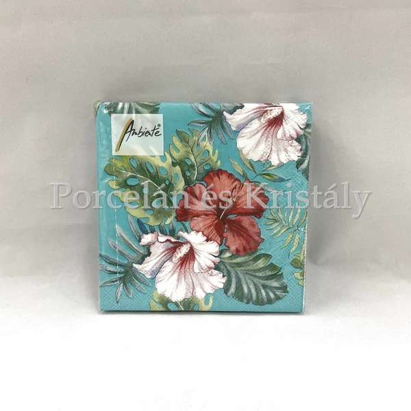 AMB.12513146 Hibiscus Floral Petrol papírszalvéta 25x25cm, 20db-os